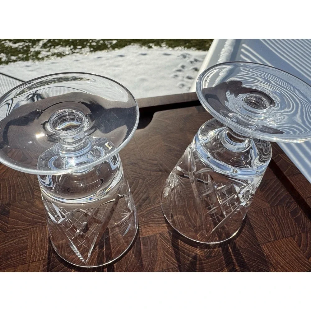 Set 2 Csopak Port AJKA Glass Crystal Cup Juice RETIRED Pinwheel EUC Beautiful!